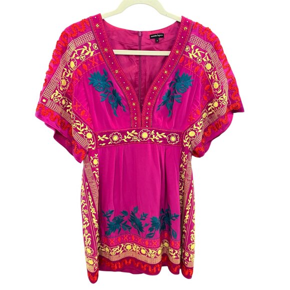 Nanette Lepore Women’s Boho Embroidered Tunic Dress Pink Multicolor Size 8 - Picture 1 of 11